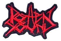 ROTTEN SOUND - red cut-out Logo embroidered patch (by SMG) ROTTEN SOUND - red cut-out Logo embroidered patch (by SMG)