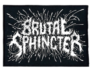 BRUTAL SPHINCTER - white Logo embroidered patch (by SMG)