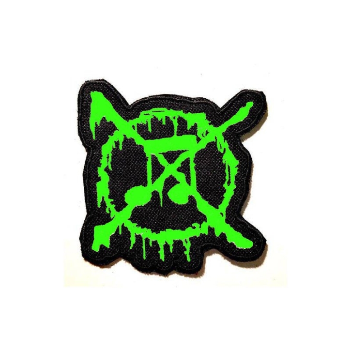 ANTI-MUSIC - Shaped PATCH (NEON GREEN on Black) (by SMG)